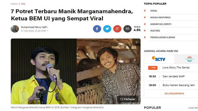 Gambar Tangkapan Layar Artikel dari Situs Liputan6.com.