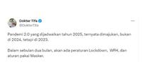 Pandemi 2.0 Akan Terjadi September 2023, Dokter Tifa: Lockdown Dijadwalkan
