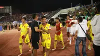 Srwijaya Lolos ke babak Final  setelah menang 2-1 atas Arema di Stadion manahan Solo, Minggu (11/10/2015). (Bola.com/Nicklas Hanoatubun).