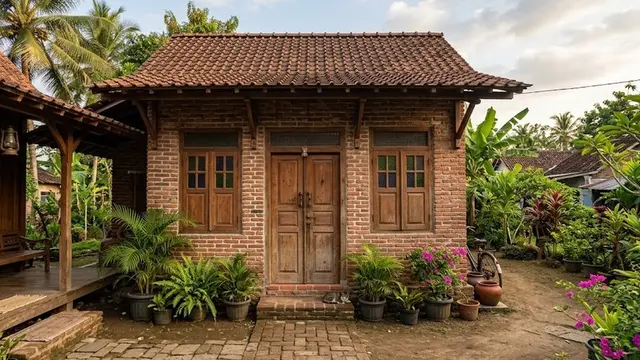 Rumah Bata Ekspos Gaya Kampung (AI Generated)