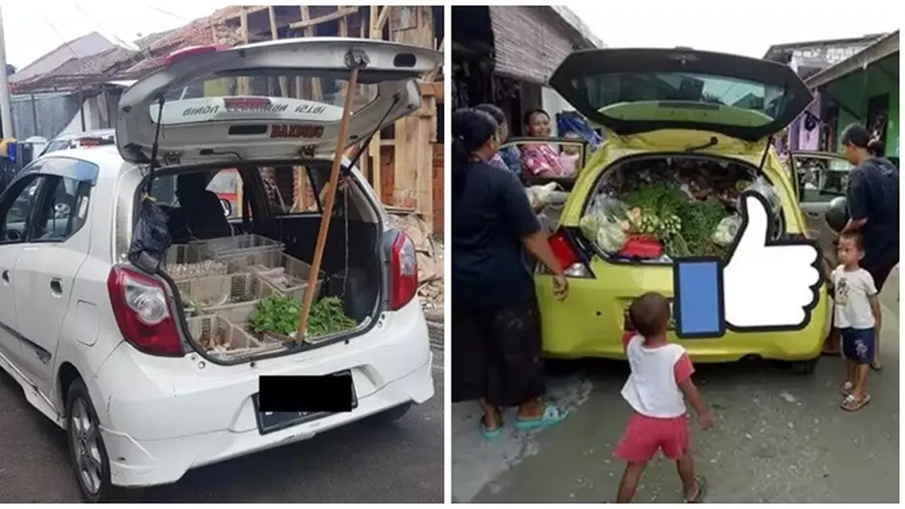 6 Potret Orang Jualan Sayur Pakai Mobil Mewah, Alih Fungsi Jadi Lapak Sayuran