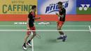 Ganda Putra Indonesia, Fajar Alfian/Muhammad Rian Ardianto, saat melawan wakil Jepang, Akira Koga/Taichi Sato, pada laga Indonesia Masters di Istora, Jakarta, Rabu (15/1/2020). Fajar/Rian menang 21-19, 16-21, dan 21-13. (Bola.com/M Iqbal Ichsan)