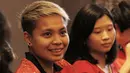 Pebulutangkis Indonesia, Apriyani Rahayu, saat jumpa dengan content creators di Jakarta, Selasa (24/7/2018). Acara tersebut dalam rangka memberi dukungan untuk para atlet jelang Asian Games 2018. (Bola.com/M Iqbal Ichsan)