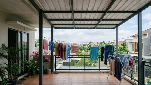 Penutup Balkon dengan Atap Alderon