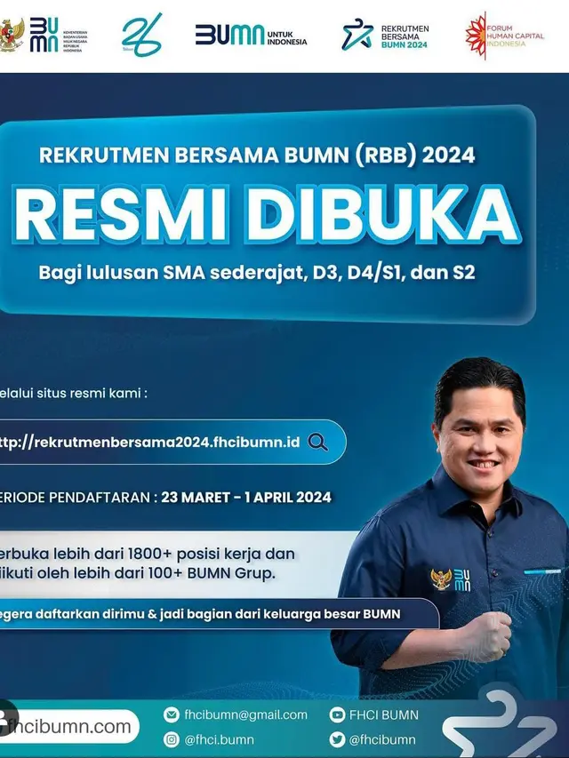Rekrutmen Bersama BUMN 2024 Resmi Dibuka, Berikut Link dan Cara