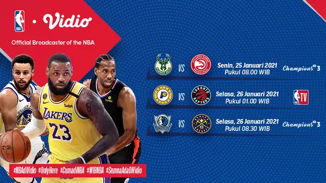 Jadwal NBA 2021 Pekan ke-6 di Vidio