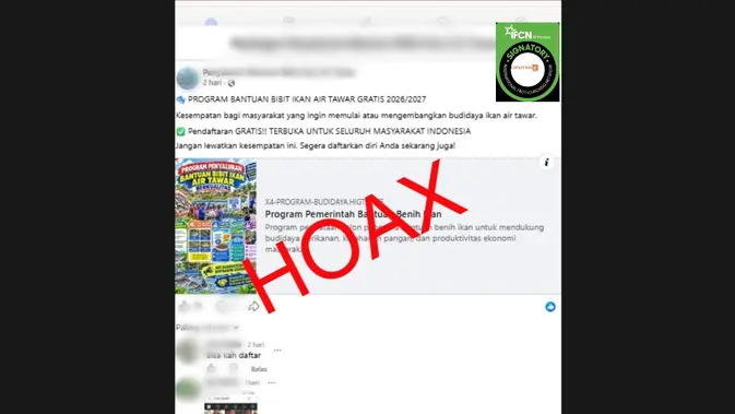 Verifikasi Klaim Bantuan Bibit Ikan