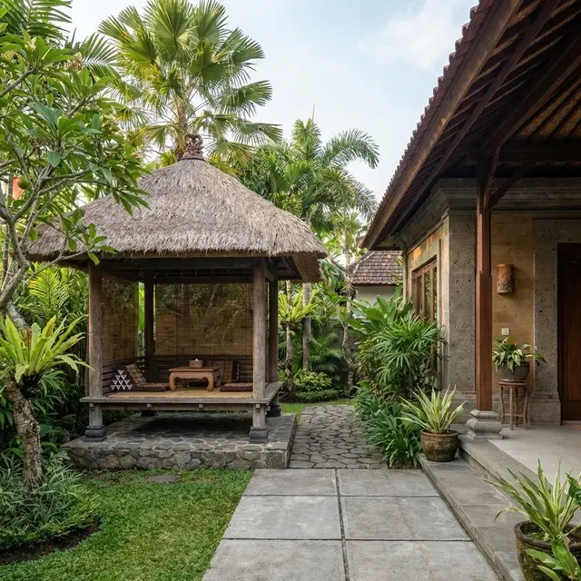Teras dengan Gazebo atau Saung Kecil (Gemini AI)