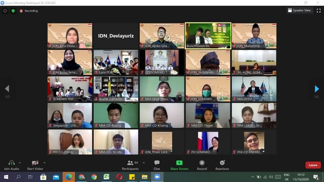 Kemensos Dampingi Delegasi Anak Indonesia pada 6th ASEAN Children Forum 2020