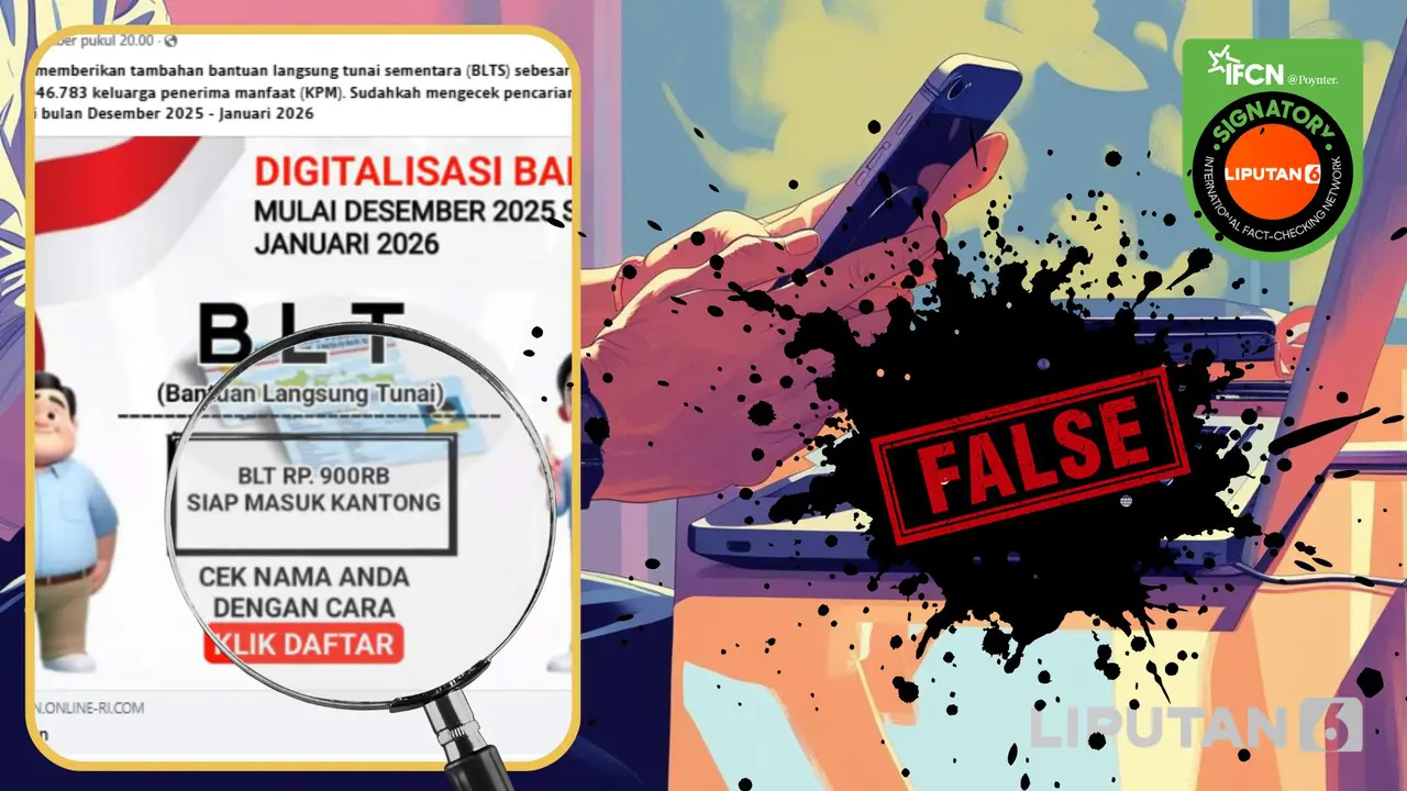 Tangkapan layar  klaim link untuk memeriksa BLT tambahan Desember 2025-Januari 2026