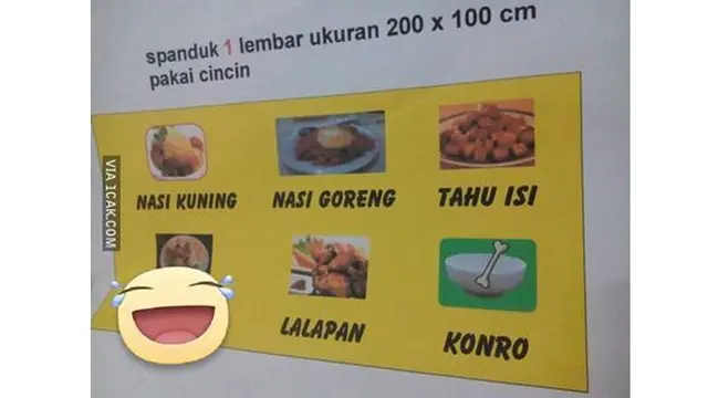 6 Spanduk Penjual Nasi Kuning dan Rames Ini Bikin Geleng Kepala