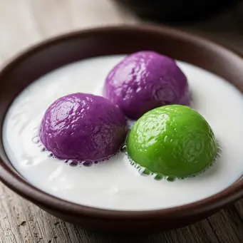 Resep Kue Putri Mandi Pandan dan Ubi Ungu. (AI Generated)