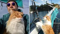 Seekor kucing bernama Skatty, menemani pemiliknya Paul Thompson yang menderita gangguan pendengaran untuk berlayar mengelilingi dunia (facebook/skatty)