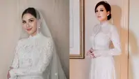 Jessica Mila terlihat elegan dengan gaun pengantin klasik berkerah tinggi dan full renda rancangan Yefta Gunawan. [Foto: IG/yeftagunawan].