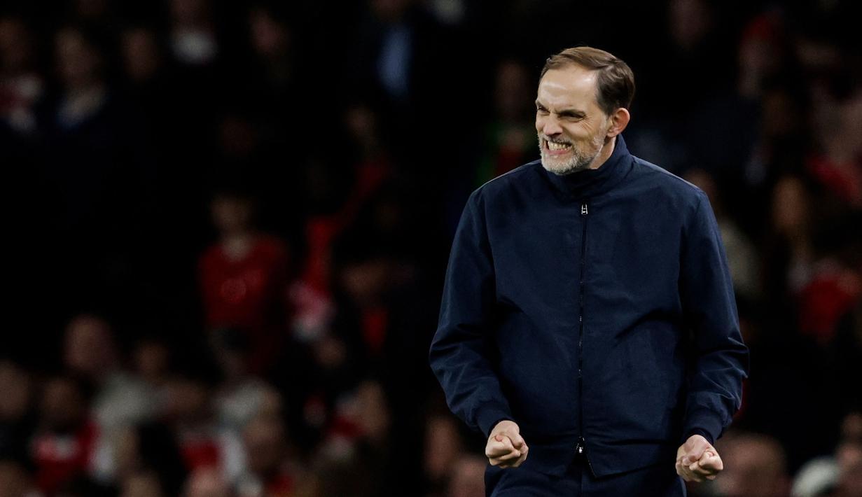 Beredar kabar, Thomas Tuchel sudah menandatangani kontrak dengan FA pada 8 Oktober 2024 lalu. Tampak dalam foto, Thomas Tuchel saat pertandingan sepak bola leg pertama perempat final Liga Champions antara Arsenal dan Bayern Munich di Stadion Arsenal, di London utara, pada 9 April 2024. (Ian Kington/IKIMAGES/AFP)