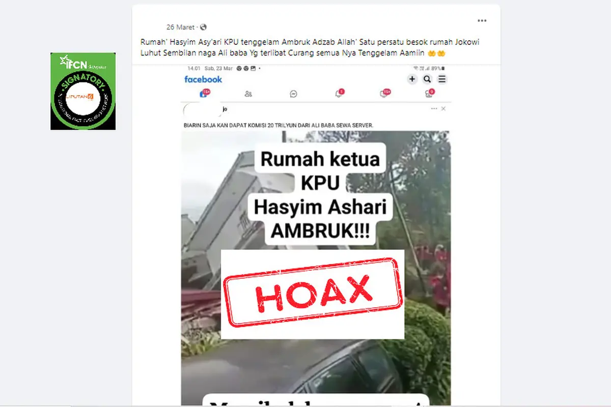 Tangkapan layar salah satu hoaks terkait KPU