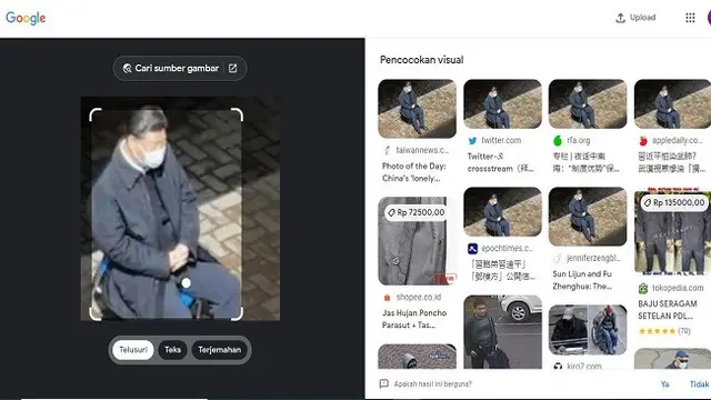 Gambar Tangkapan Layar Penelusuran Foto Menggunakan Google Images.