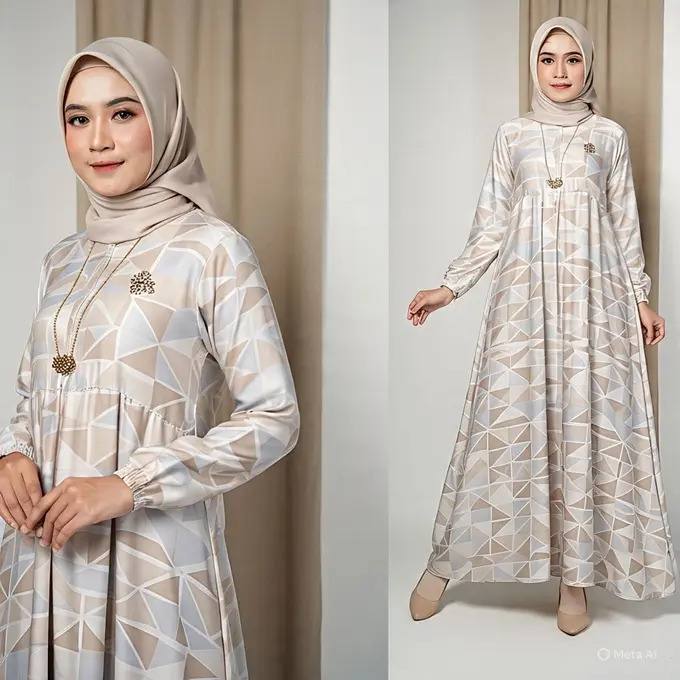 Gamis Motif Geometris Kontemporer
