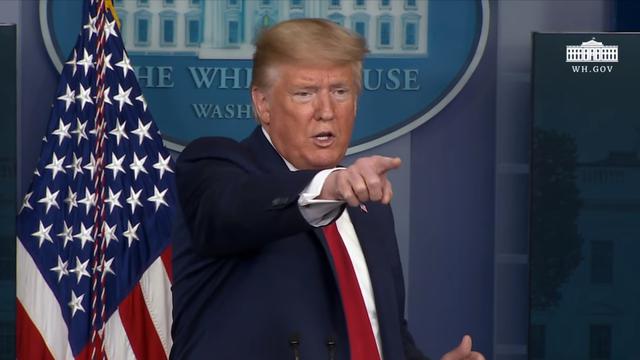 Presiden AS Donald Trump dalam briefing melawan Virus Corona (COVID-19) di Gedung Putih.