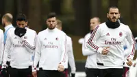 Pemain AC Milan melakukan sesi latihan terakhir sebelum berangkat ke Benevento. (twitter.com/acmilan/media)