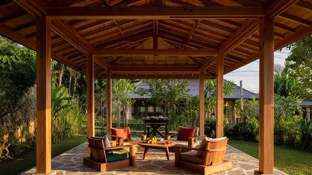 Desain Rumah Minimalis di Desa dengan Pergola Alami (AI)