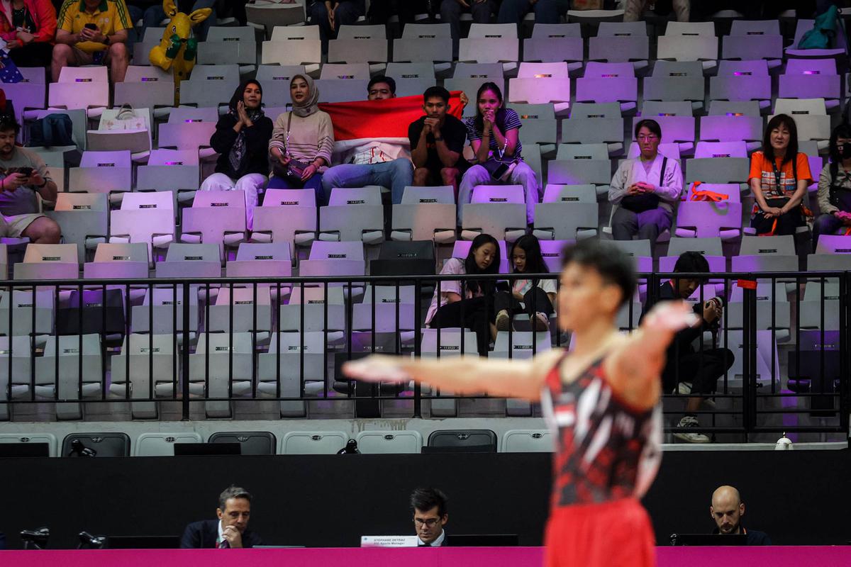 FOTO: Aksi Tim Senam Putra Indonesia di  Kejuaraan Dunia Gimnastik 2025