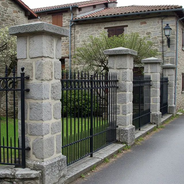 Ide Kombinasi Pagar Besi dengan Batu Alam atau Kayu