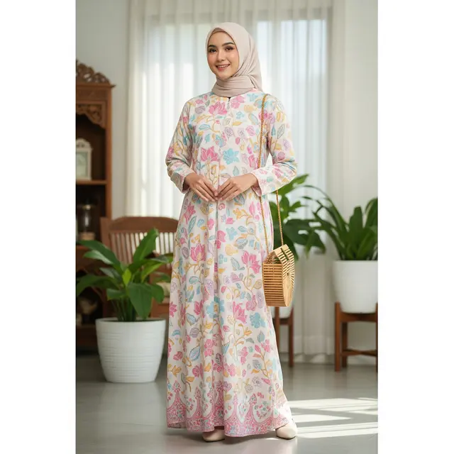 9 Model Gamis Batik Motif Lembut untuk Muslimah, Tampil Anggun dan Syar'i
