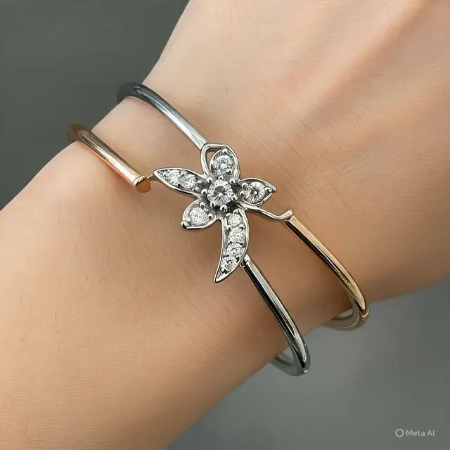 Bentuk Model Gelang Emas Putih Bunga