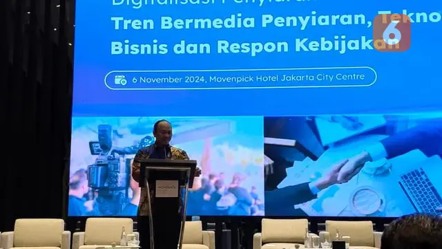 Dirjen PPI, Wayan Supriyanto pada acara Digitalisasi Penyiaran Tahun 2025-2029: Tren Bermedia Penyiaran Teknologi Bisnis dan Respon Kebijakan