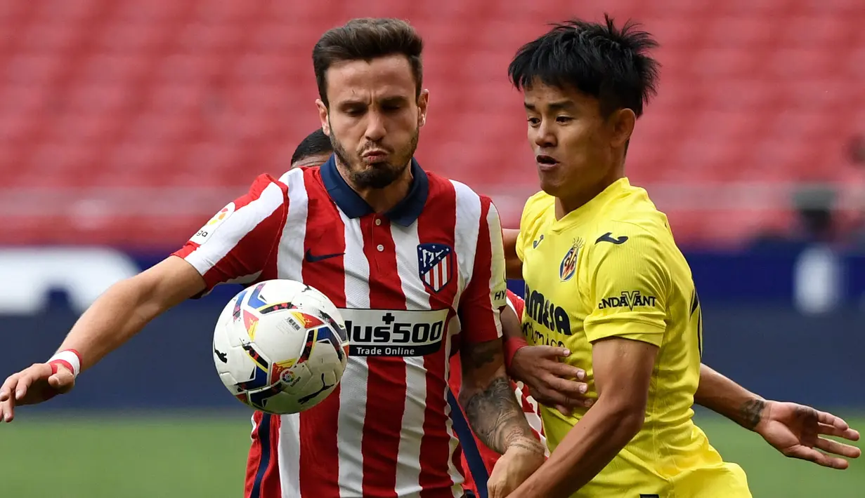 Saul Niguez (kiri) masih kencang dikaitkan dengan Manchester United. Namun Setan Merah mengklaim bahwa mereka tidak tertarik memboyong pemain berkebangsaan Atletico Madrid tersebut menuju Old Trafford. (Foto: AFP/Pierre-Philippe Marcou)