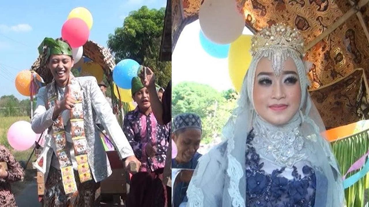 pengantin ditarik gerobak