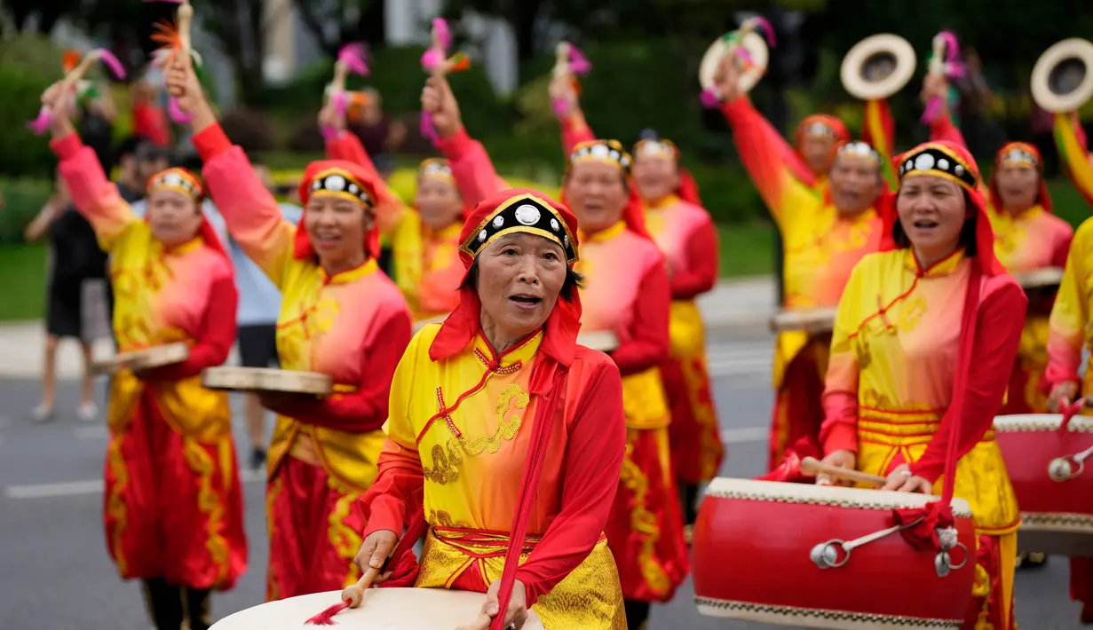 Event ini menjadi yang terbesar di China sejak pemerintah setempat mencabut pembatasan akibat pandemi Covid-19. (AP Photo/Vincent Thian)