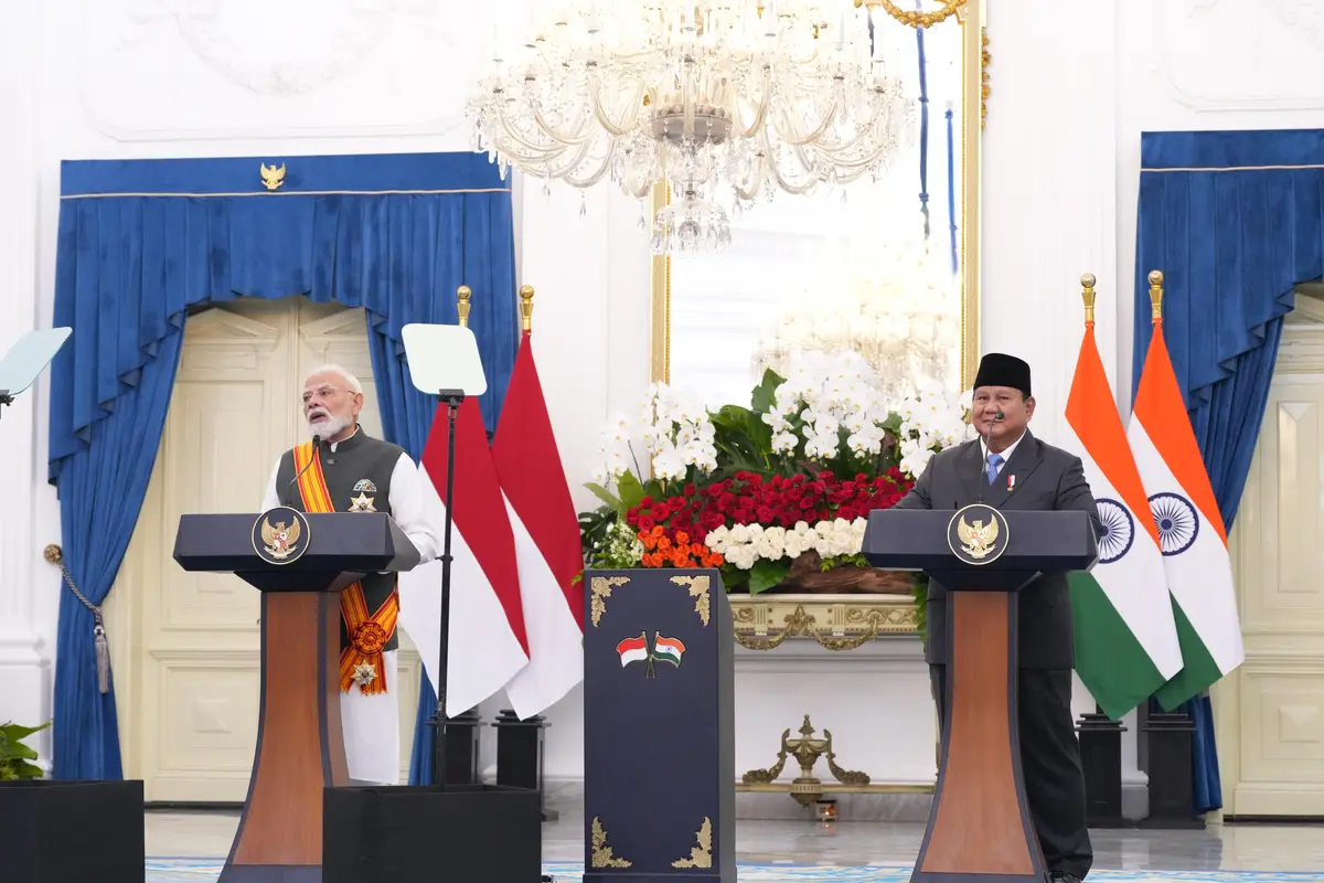 Presiden Prabowo Subianto menerima kunjungan Perdana Menteri India Narendra Modi di Istana Merdeka, Jakarta, Selasa (7/7/2026). (Dok Bakom)