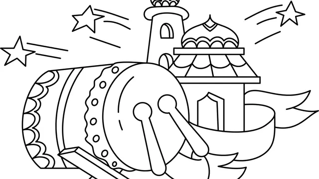Gambar Mewarnai tema Ramadhan