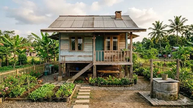 Desain Rumah di Desa Rp 50 Juta dengan Sumur di Belakang Rumah