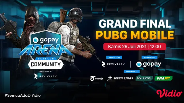 Jadwal dan Live Streaming Grand Final GoPay Arena Level Up Community PUBGM di Vidio, Kamis 29 Juli 2021