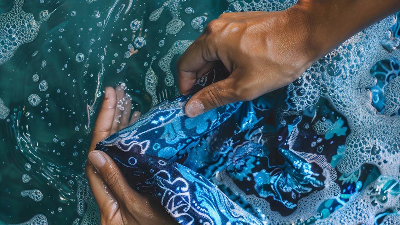 Ilustrasi mencuci baju batik
