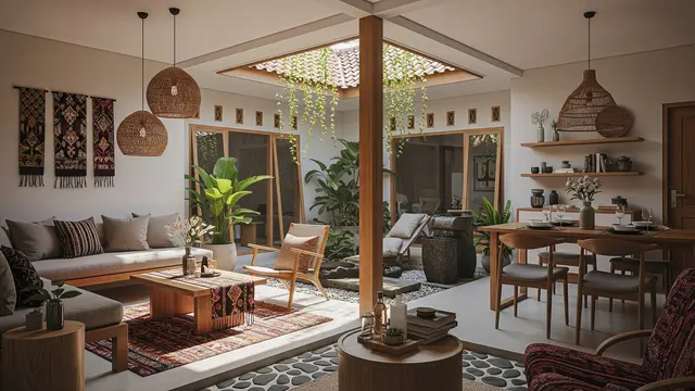 Model Rumah Kecil dengan Koneksi Indoor dan Outdoor yang Harmonis Model Halaman Tengah Terbuka