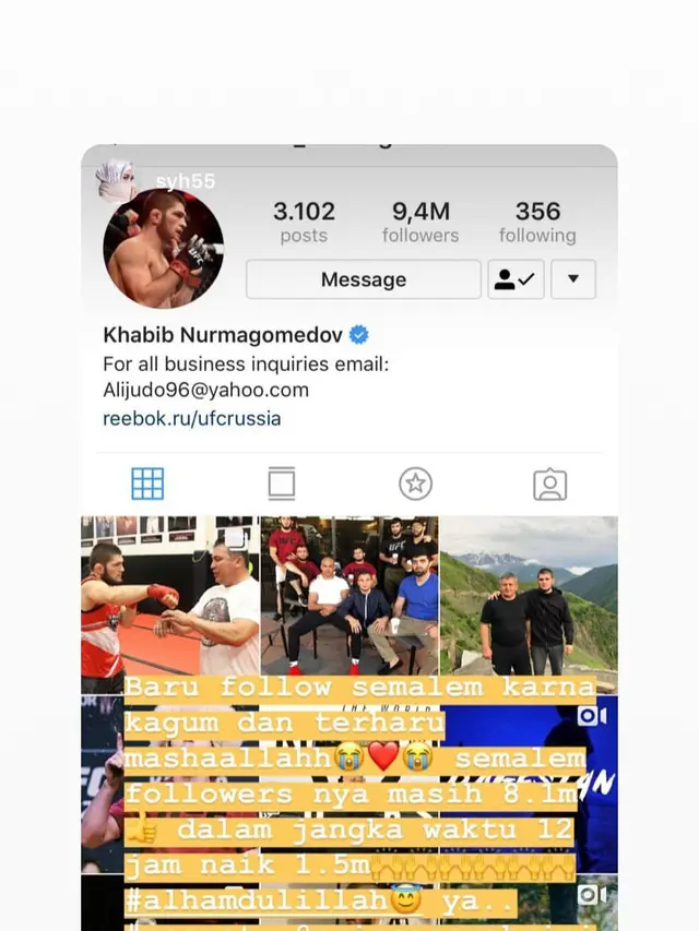 Syahrini Ikuti Khabib Nurmagomedov