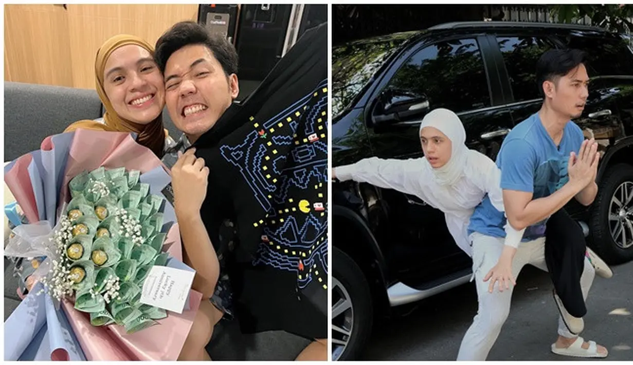 Makin harmonis di usia pernikahan ke-7 dan ke-8 tahun, ini adalah potret manis Nycta Gina dan Rizky Kinos di tahun 2022 dan 2023. Dikenal sebagai pasangan kocak, pasangan dengan nama lengkap Rizna Nyctagina dan Rizky Triyantono ini memang sering unggah foto dengan tingkah kocak dalam berbagai momen di Instagram. Ketika bertingkah kocak, pasangan ini tidak terlihat seperti sudah punya anak. (Liputan6.com/IG/@missnyctagina)