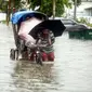 Banjir di Nepal akibat guyuran hujan muson pada Kamis 11 Juli 2019 (AFP/Arindam Dey)