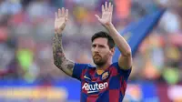 6. Lionel Messi - Kehebatan pemain asal Argentina ini memang tidak diragukan lagi saat berkostum Barcelona. Messi telah banyak menyumbangkan banyak trofi juara untuk Barcelona di berbagai kompetisi. (AFP/Josep Lago)