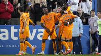 Real Madrid meraih kemenangan 3-0 atas Leganes pada laga pekan ke-14 La Liga di&nbsp;Estadio Municipal de Butarque, Senin (25/11/2024) dini hari WIB. (AP Photo/Bernat Armangue)