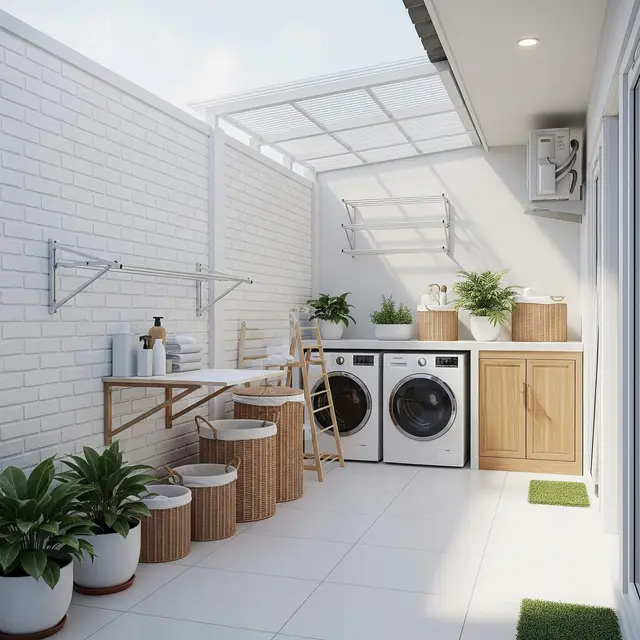 Ide Halaman Belakang Rumah Jadi Tempat Cuci dan Jemur Estetik