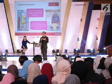 Co Founder&President at Bukalapak, M Fajrin Rasyid memberikan materi tentang entrepreneurship selama acara EGTC 2018 di Universitas Padjajdaran, Bandung, Rabu (5/12). M Fajrin Rasyid berbagi inspirasi membuka bisnis. (Liputan6.com/Helmi Fithriansyah)