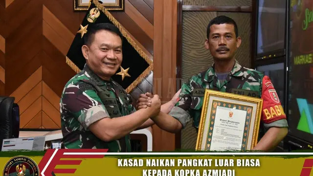Usai Gadaikan Motor untuk Mengurai Kemacetan, Kasad Beri Kenaikan Pangkat Luar Biasa kepada Kopka Azmiadi