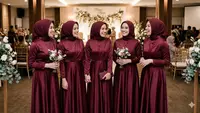 7 Seragam Bridesmaid Model Dress Satin Hijab yang Elegan dan Kekinian