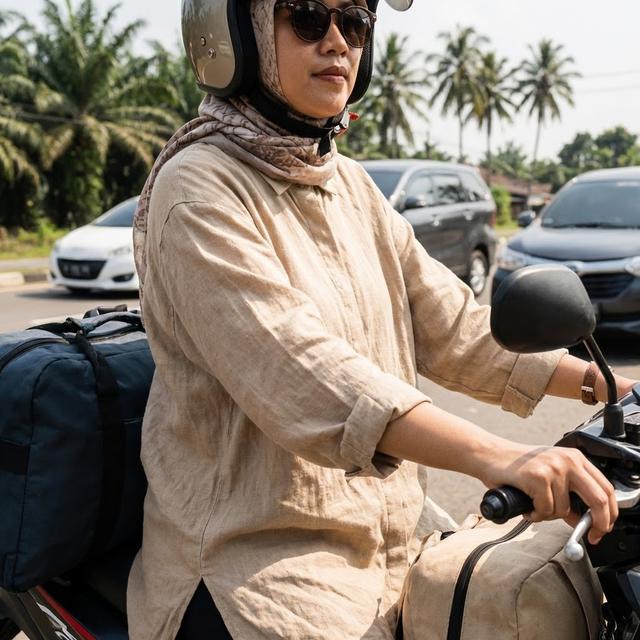 2. Blus Kemeja Oversize Linen