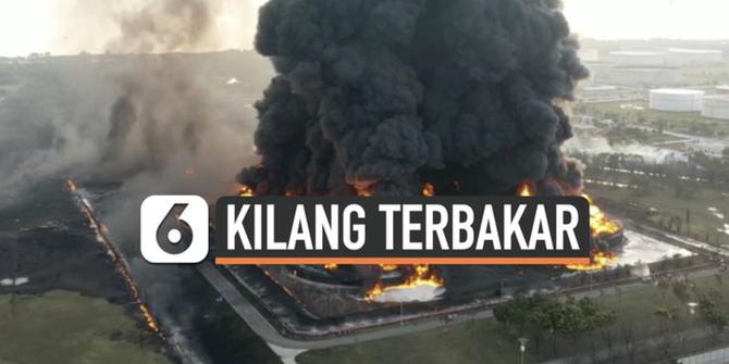 VIDEO: Ngeri, Tampak dari Udara Api Berkobar Besar di Kilang Minyak Balongan Pertamina